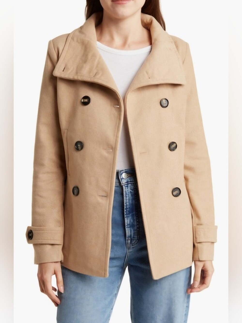 Thread & Supply Wool Blend Double-Breasted Peacoat - Size Large - NWT